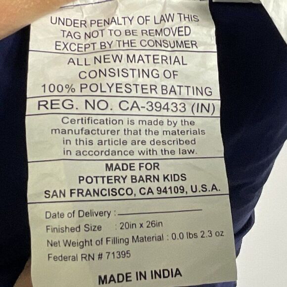 Pottery Barn Kids Pillow Shams, 1 square and 1 rectangular, tie closure - Picture 11 of 13